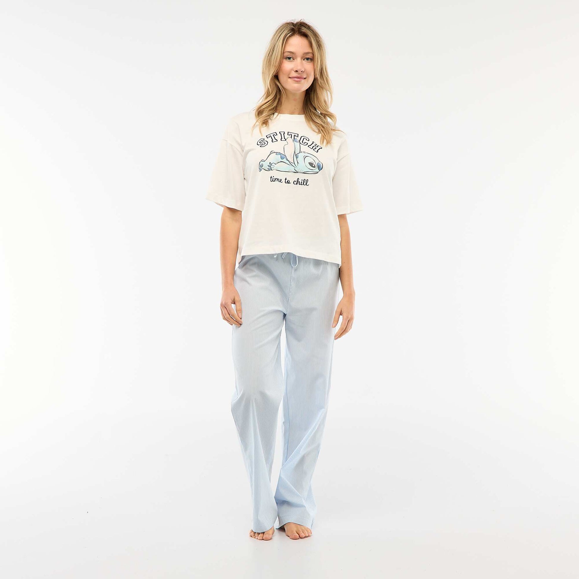 Conjunto de pijama camiseta + pantalón de popelina 'Angel' - 2 piezas BLANCO