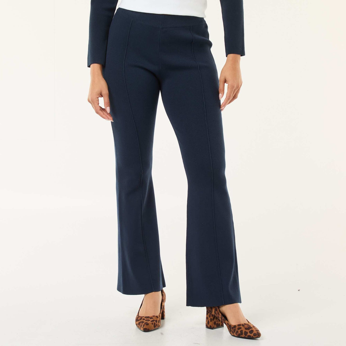 Pantalón ancho de punto liso AZUL