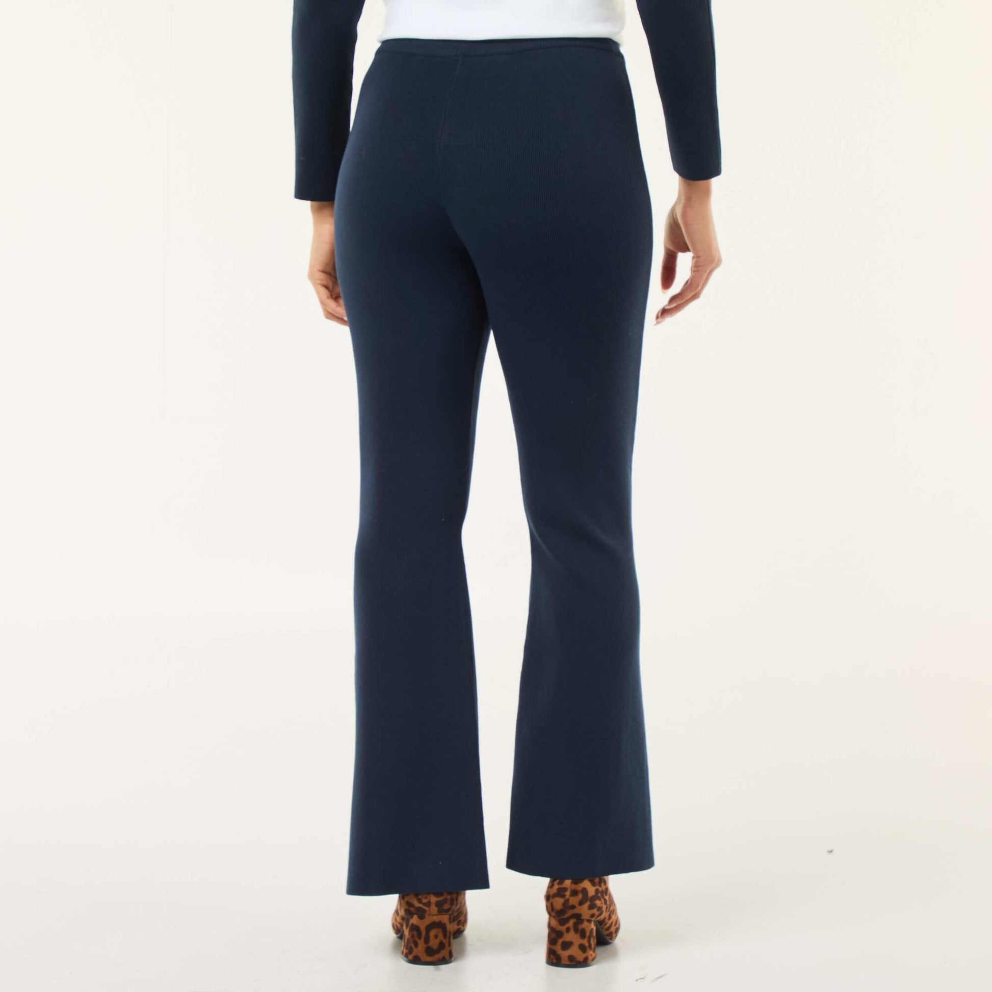 Pantalón ancho de punto liso AZUL