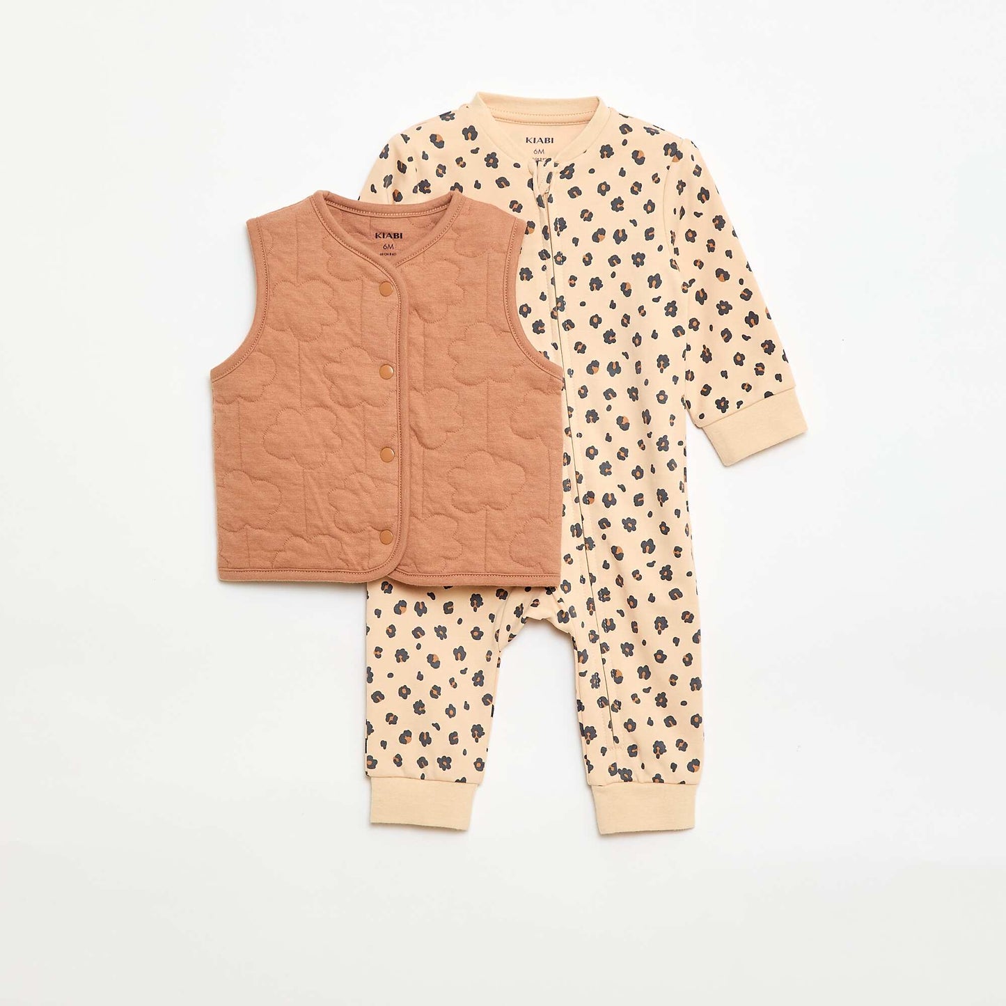 Conjunto pijama + chaleco acolchado MARRON