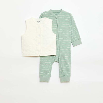 Conjunto pijama + chaleco acolchado VERDE