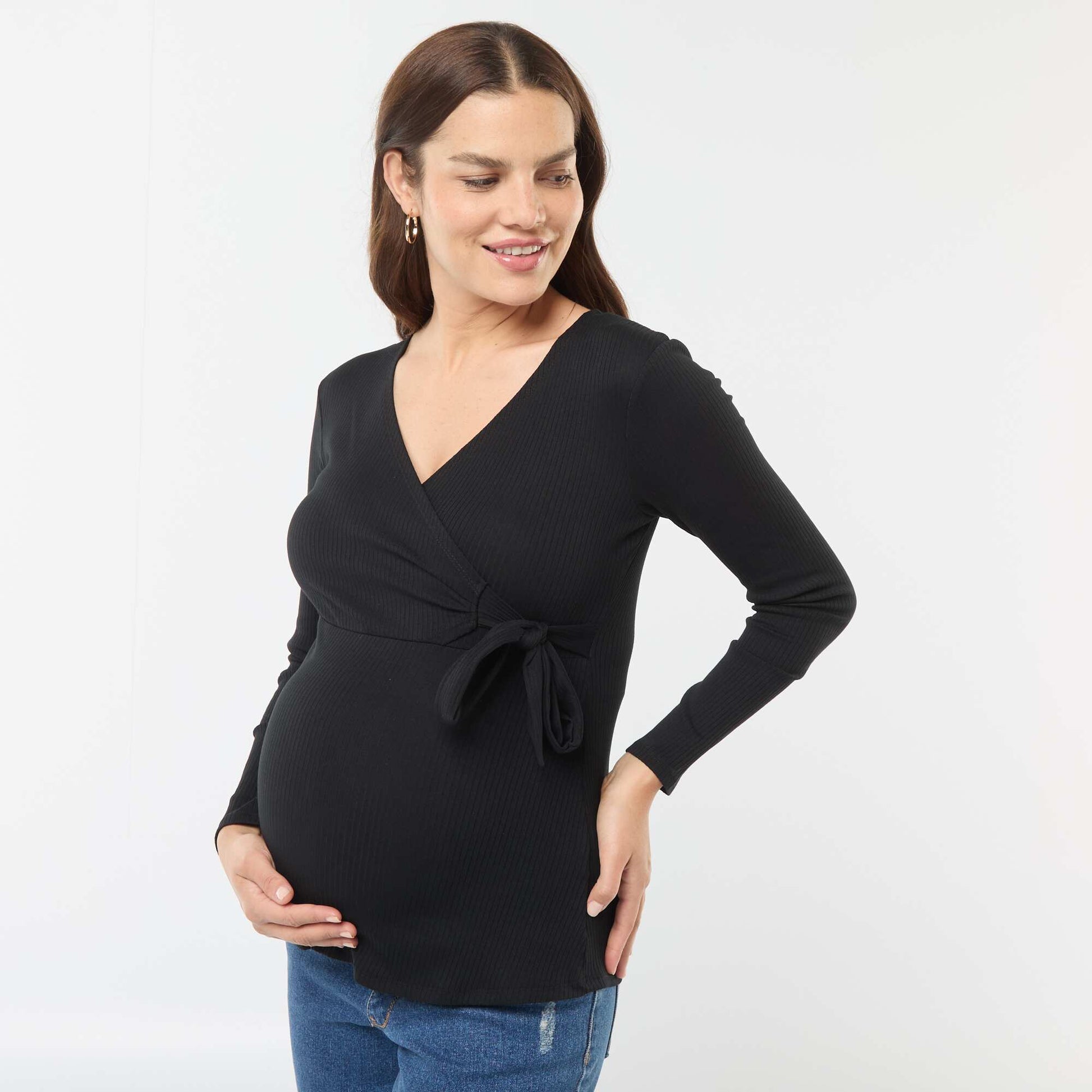 Camiseta de lactancia cruzada NEGRO