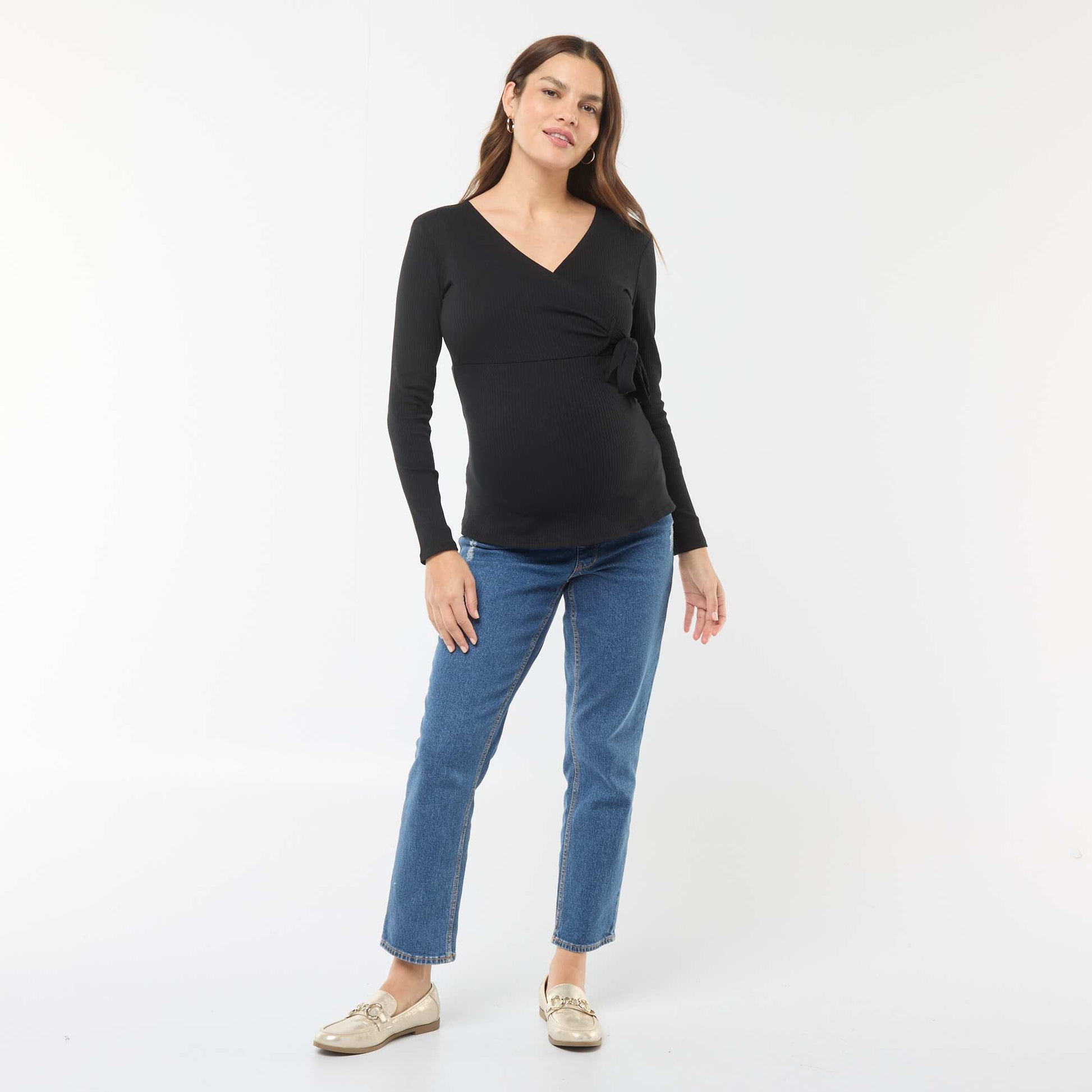 Camiseta de lactancia cruzada NEGRO