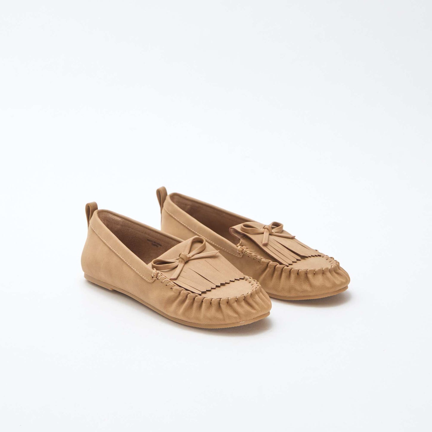 Mocasines de ante sintético con flecos BEIGE