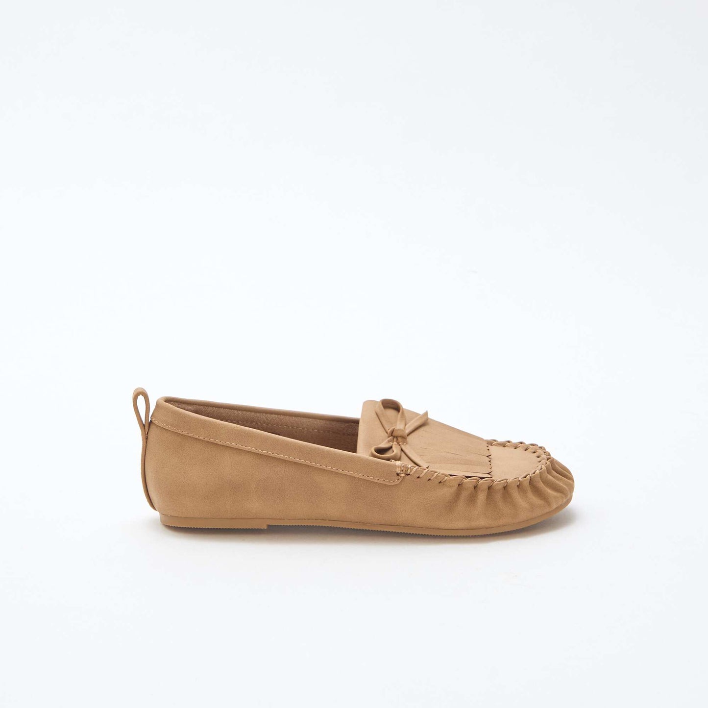 Mocasines de ante sintético con flecos BEIGE