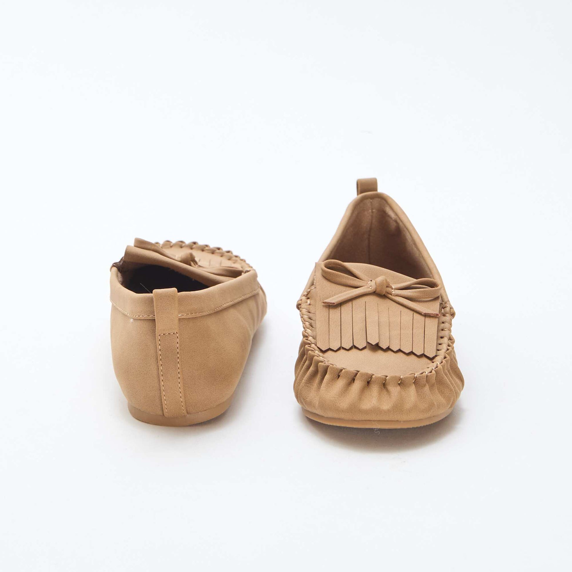 Mocasines de ante sintético con flecos BEIGE