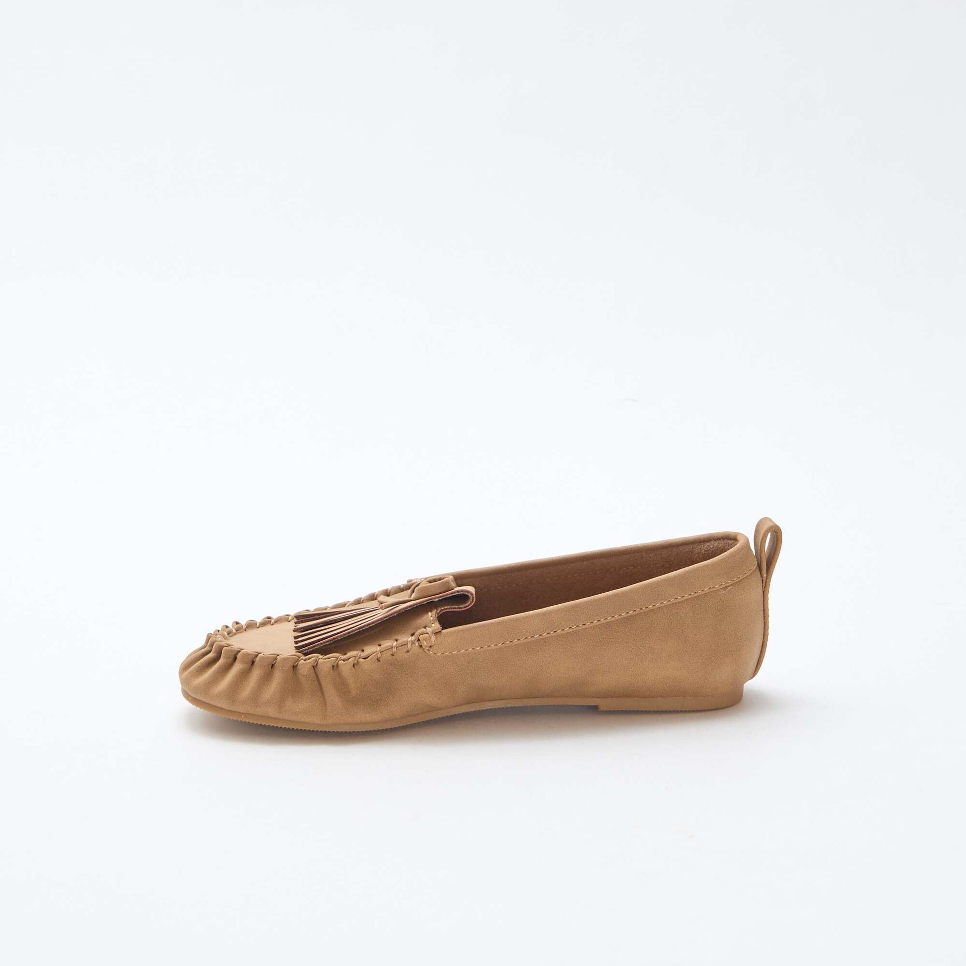 Mocasines de ante sintético con flecos BEIGE