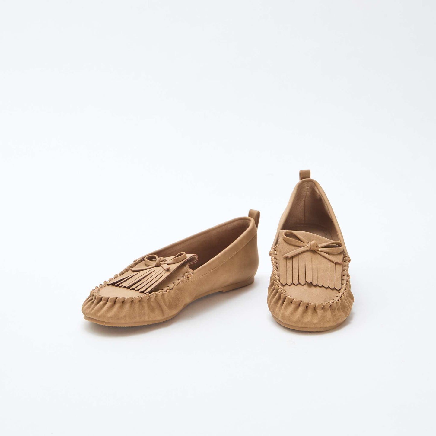 Mocasines de ante sintético con flecos BEIGE