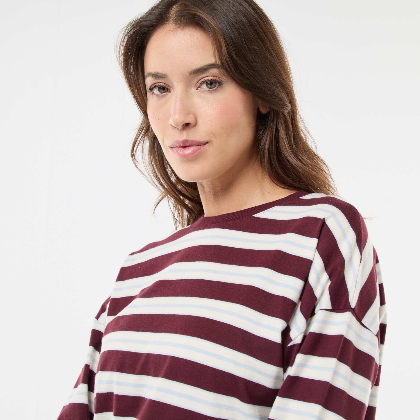 Camiseta de rayas tricolor en algodón ROJO