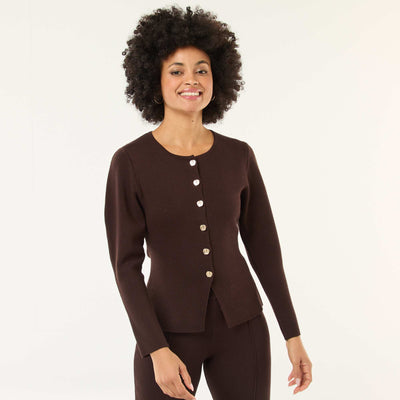 Chaqueta con botones dorados MARRON