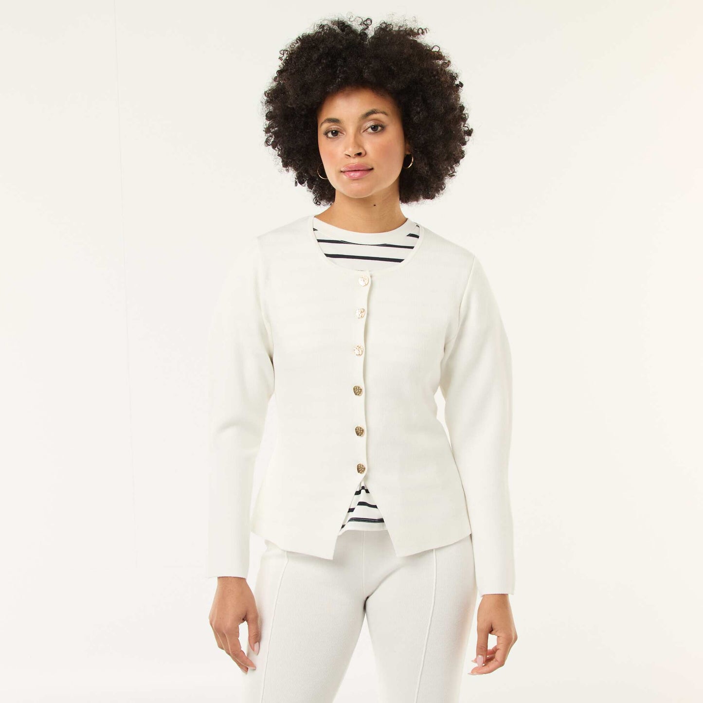 Chaqueta con botones dorados BLANCO