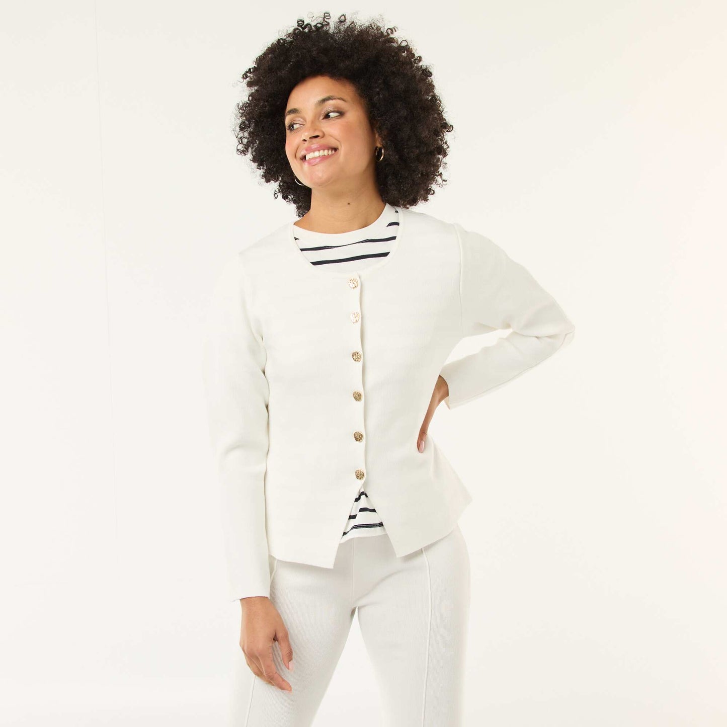 Chaqueta con botones dorados BLANCO