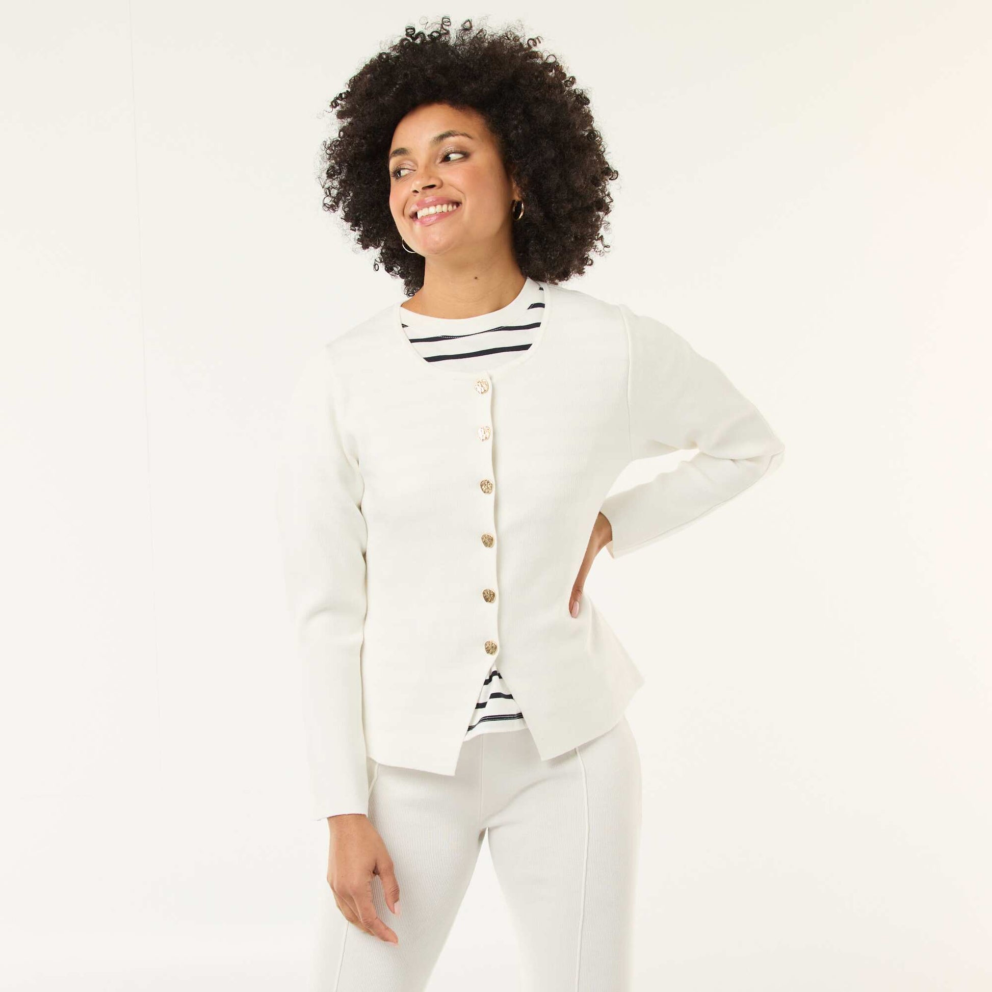 Chaqueta con botones dorados BLANCO