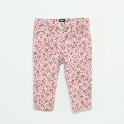 Jean slim con estampado floral PURPURA