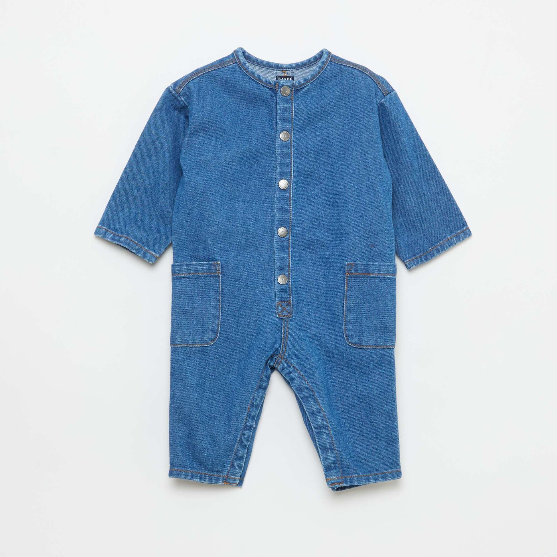 Mono jean con bolsillos de parche AZUL