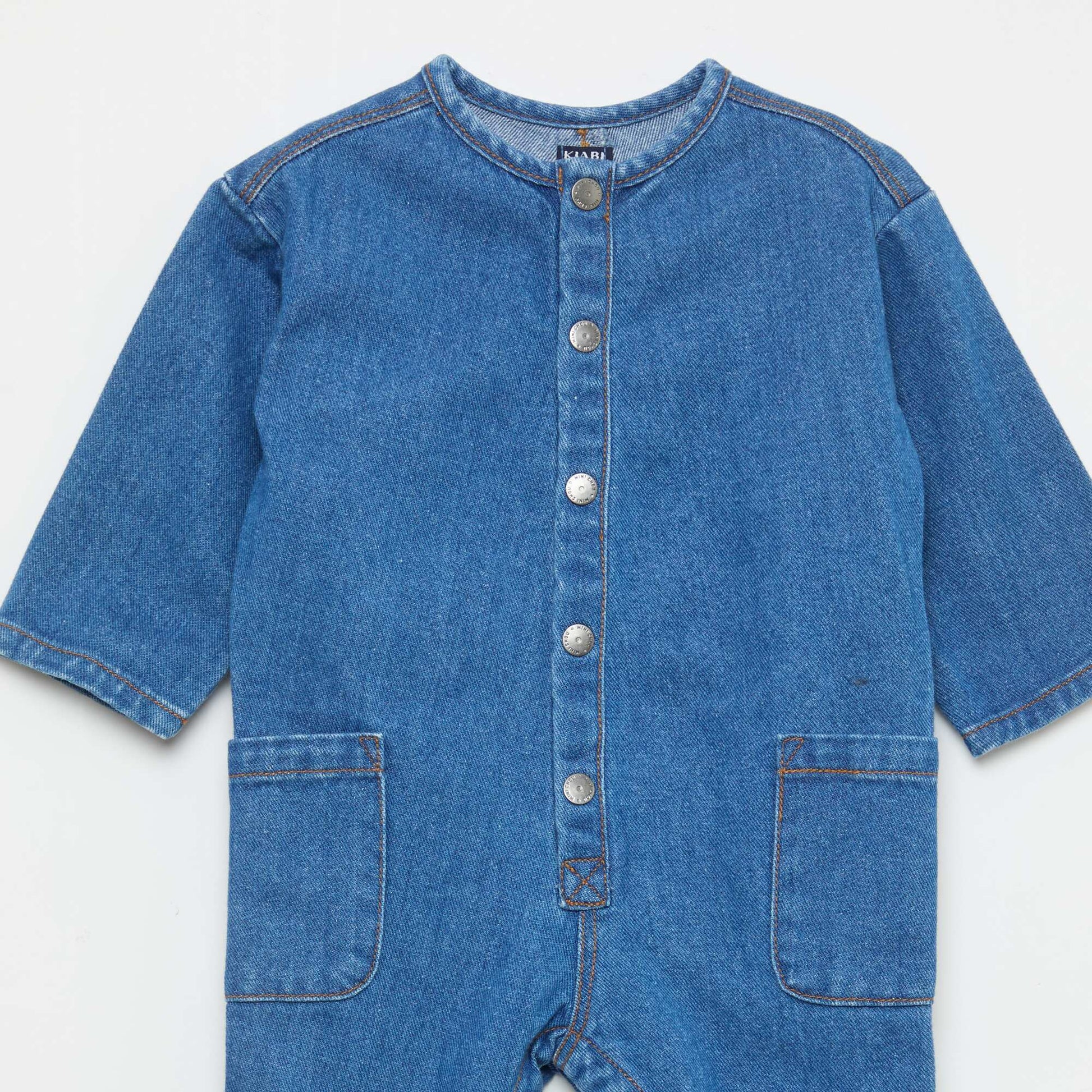 Mono jean con bolsillos de parche AZUL