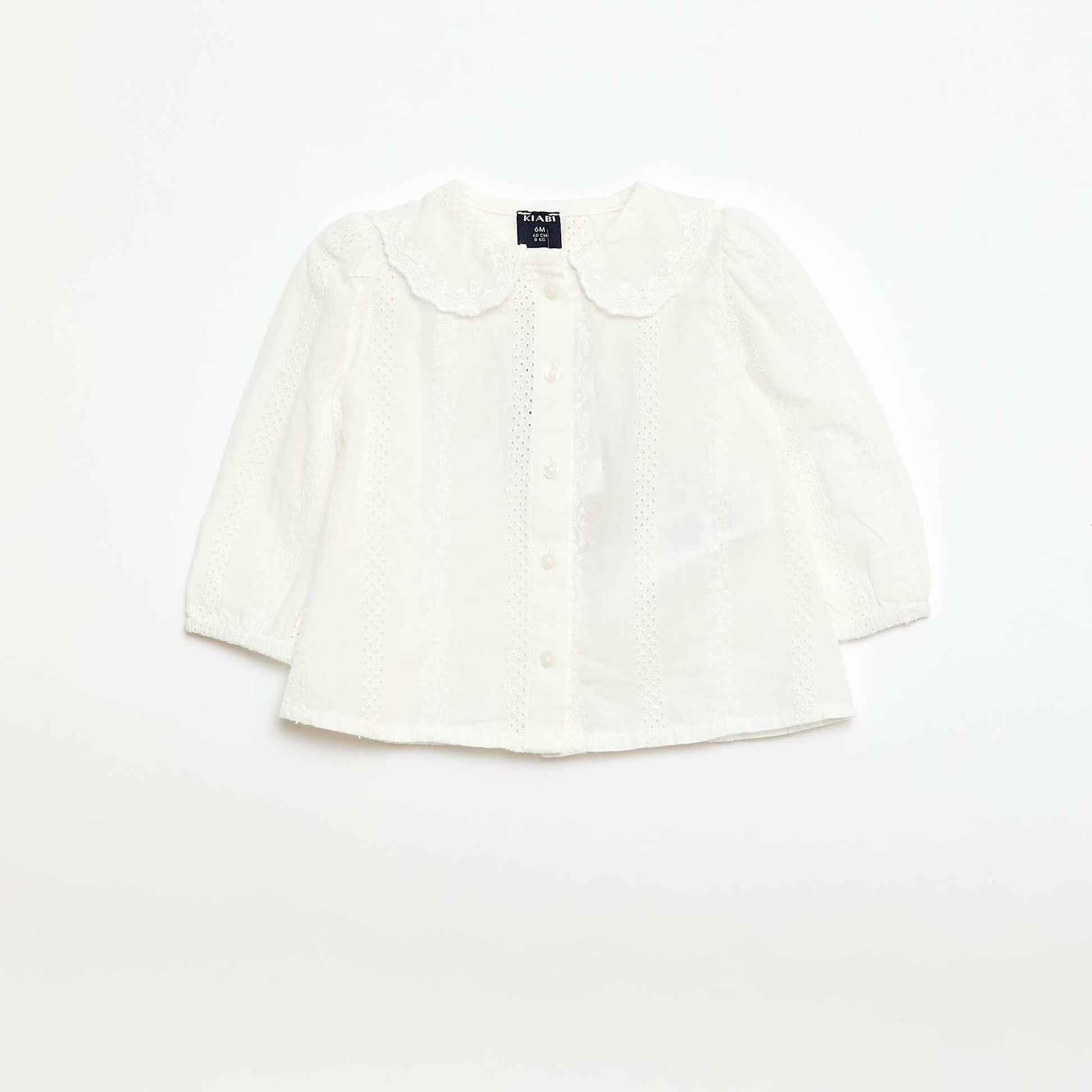 Blusa de gasa de algodón con bordados BLANCO