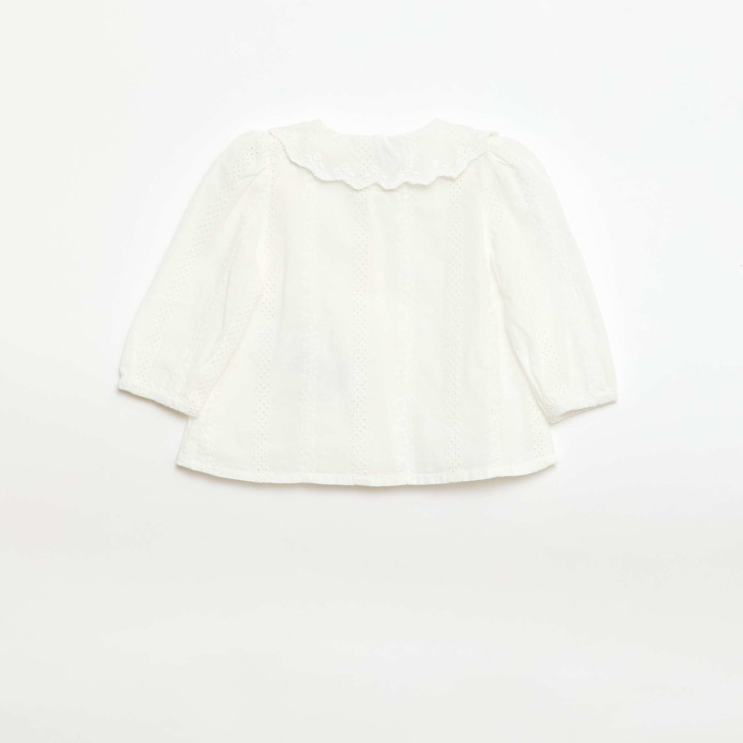 Blusa de gasa de algodón con bordados BLANCO