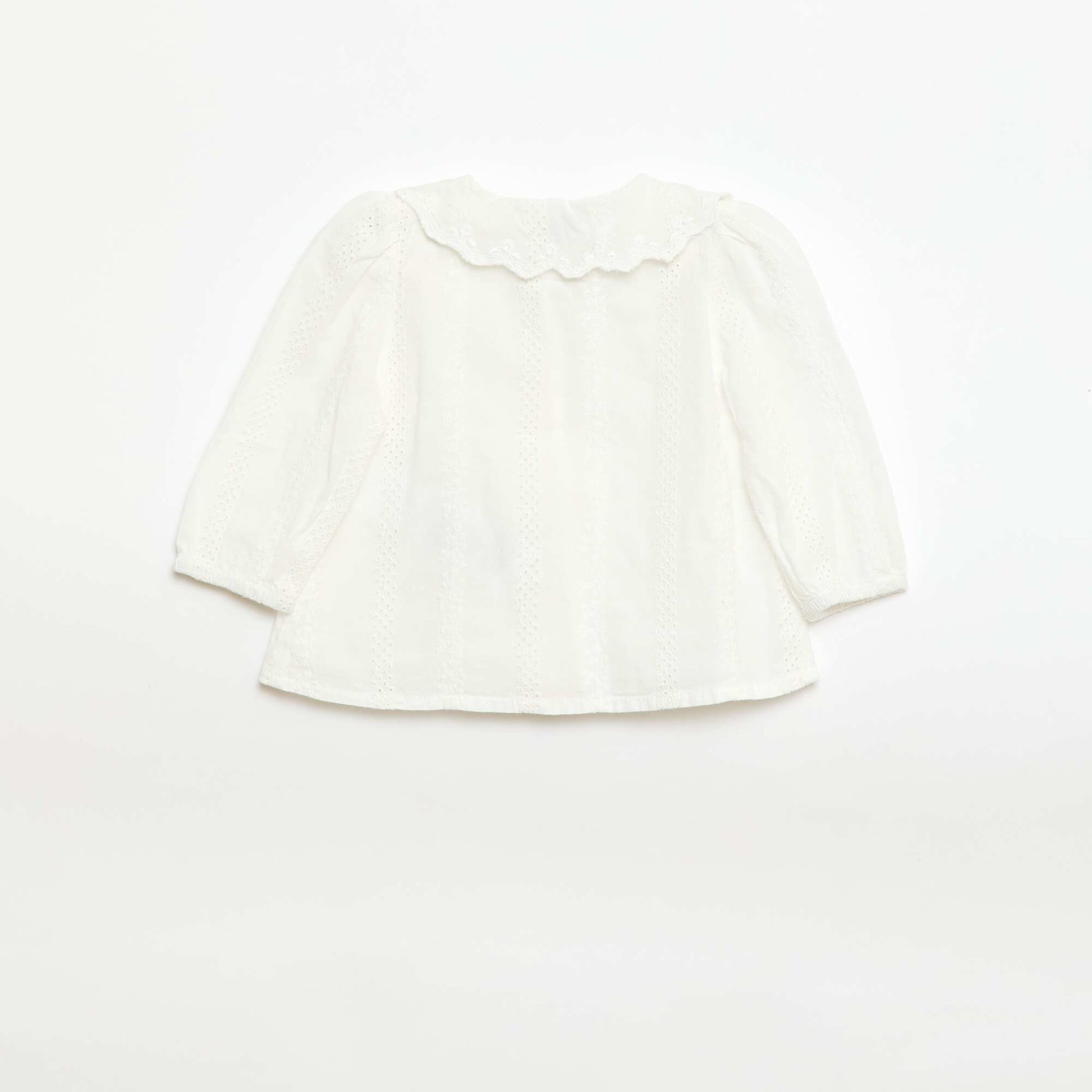Blusa de gasa de algodón con bordados BLANCO
