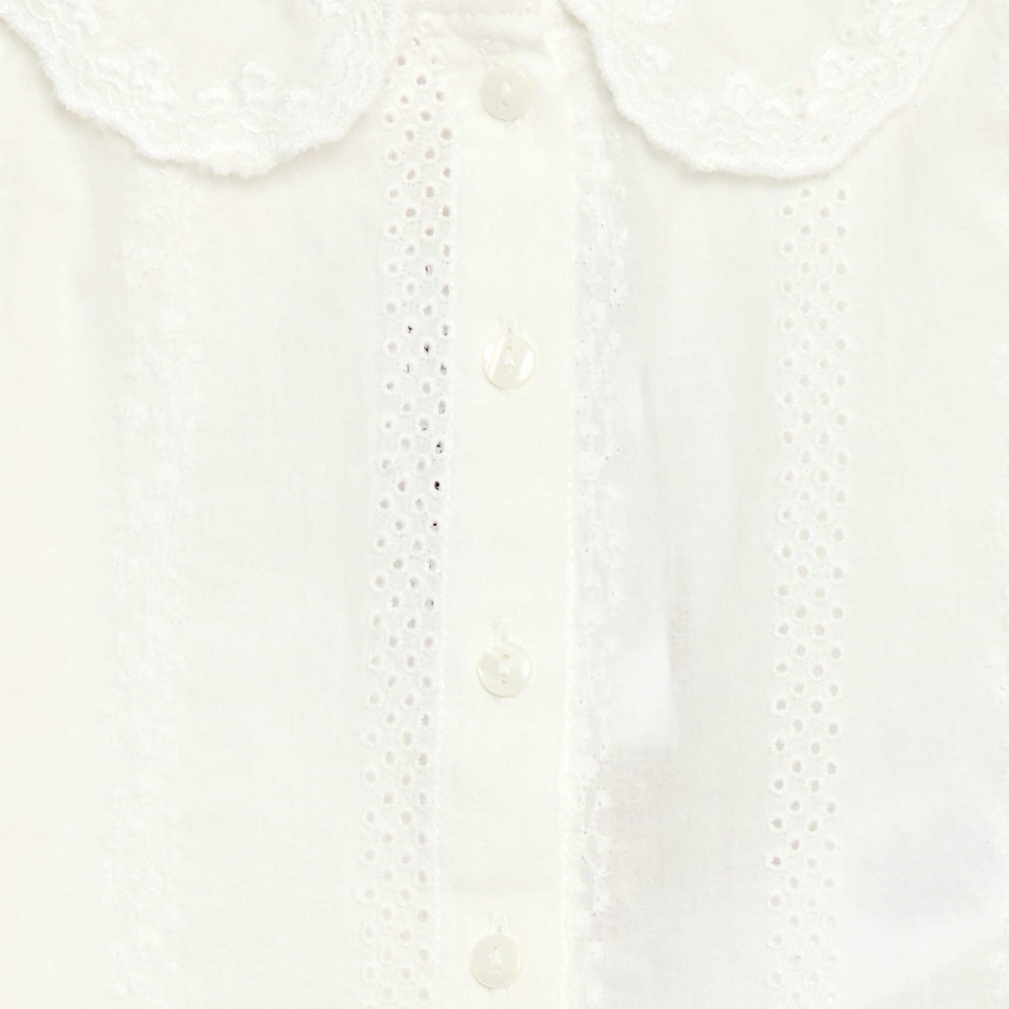 Blusa de gasa de algodón con bordados BLANCO