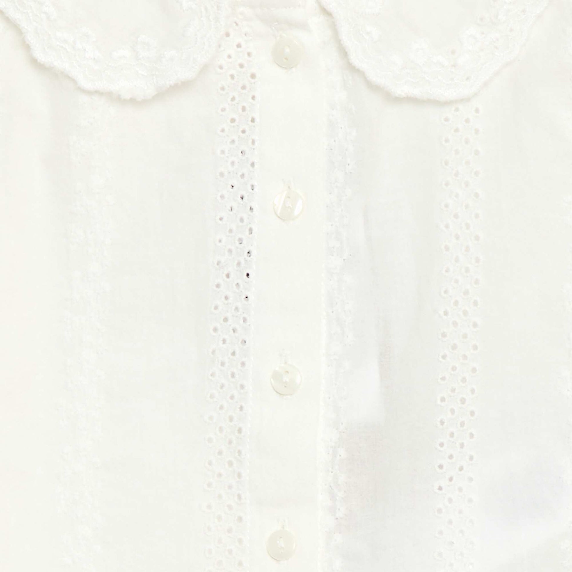 Blusa de gasa de algodón con bordados BLANCO