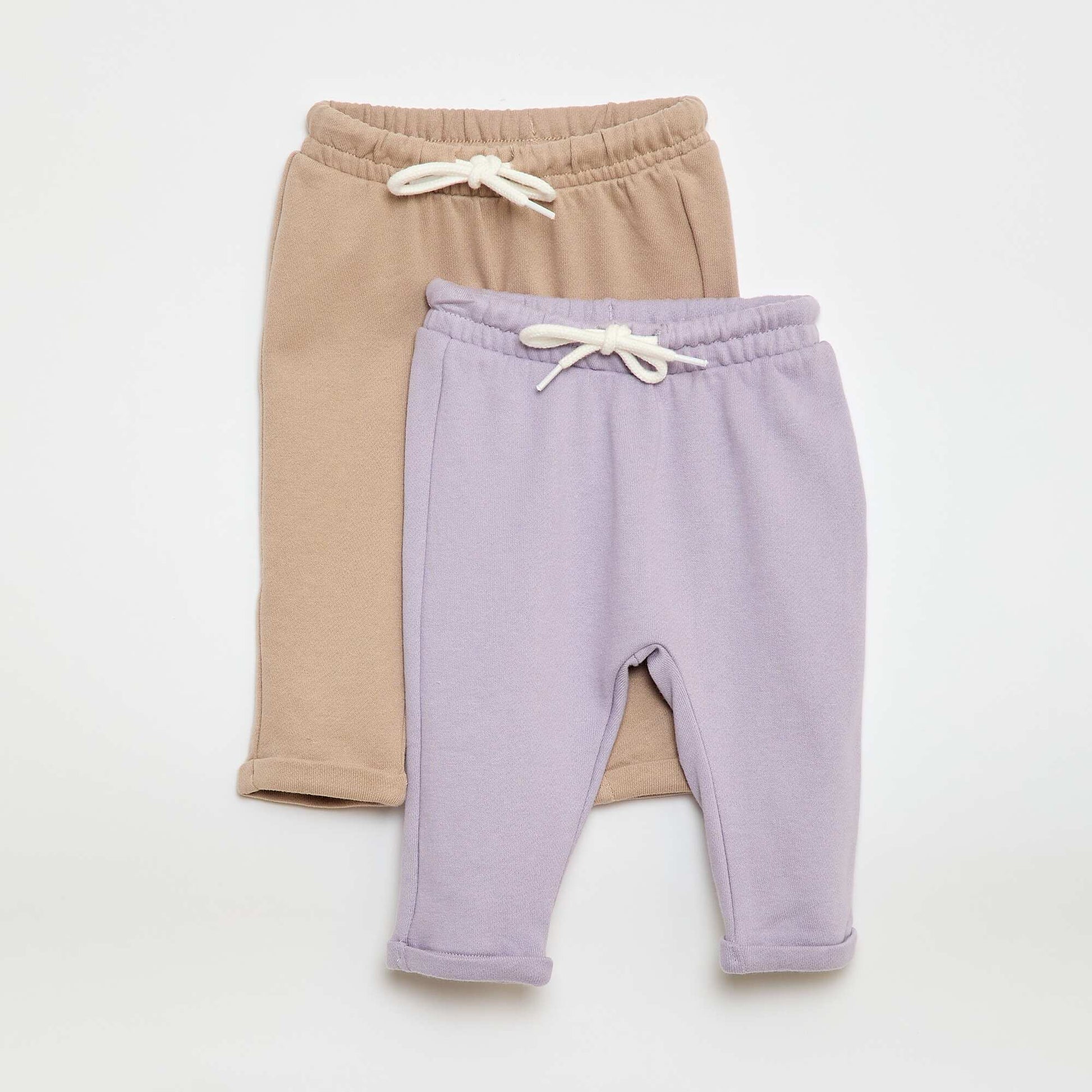 Lote de 2 pantalones de jogging en felpa francesa BEIGE
