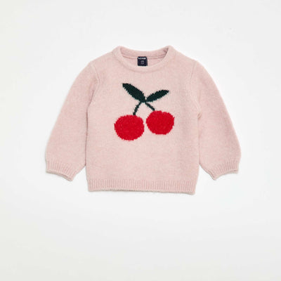 Sweater de punto con diseño fantasía ROSA