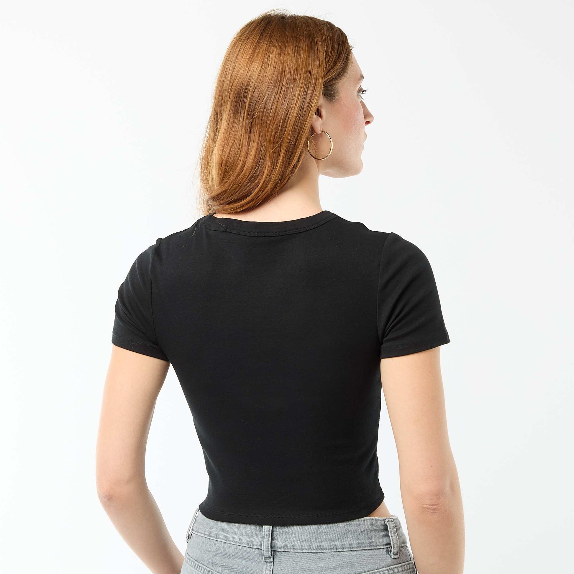 Camiseta crop básica NEGRO