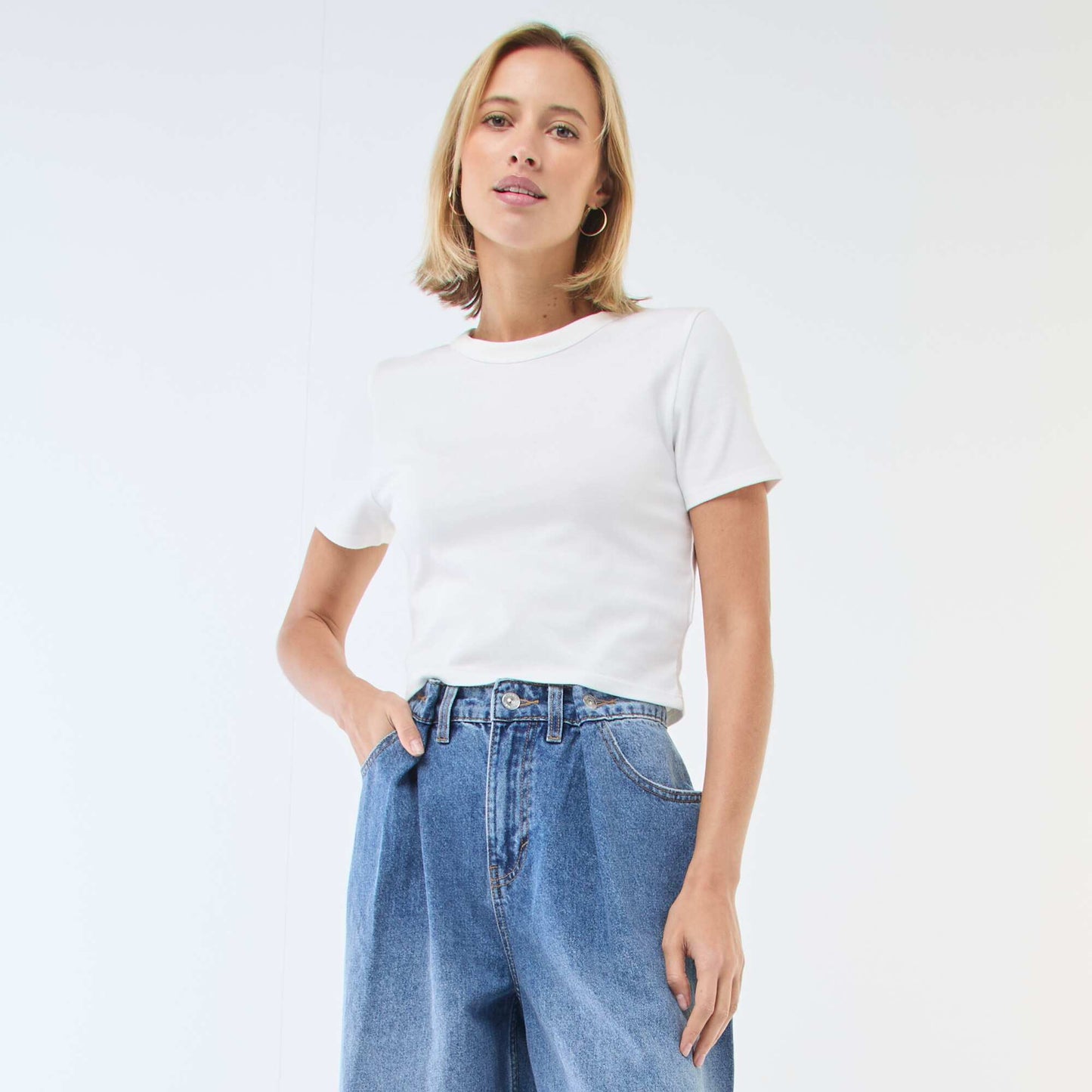 Camiseta crop básica BLANCO