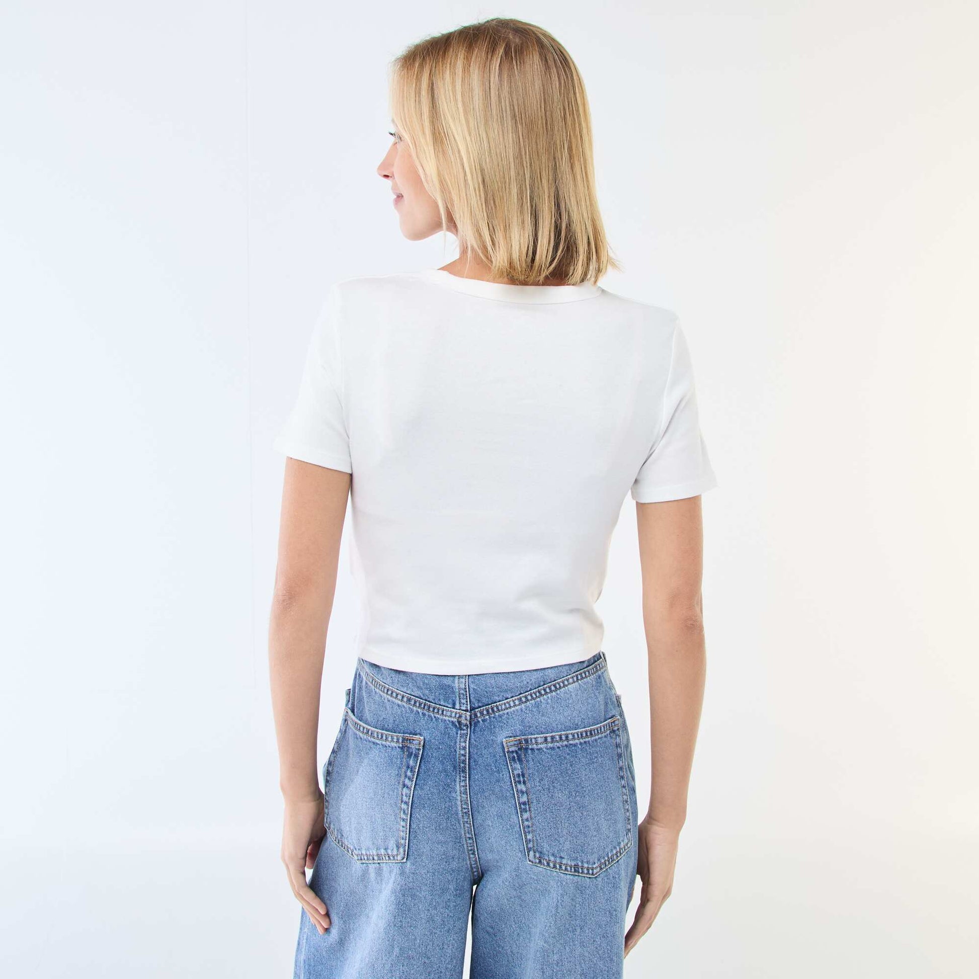 Camiseta crop básica BLANCO
