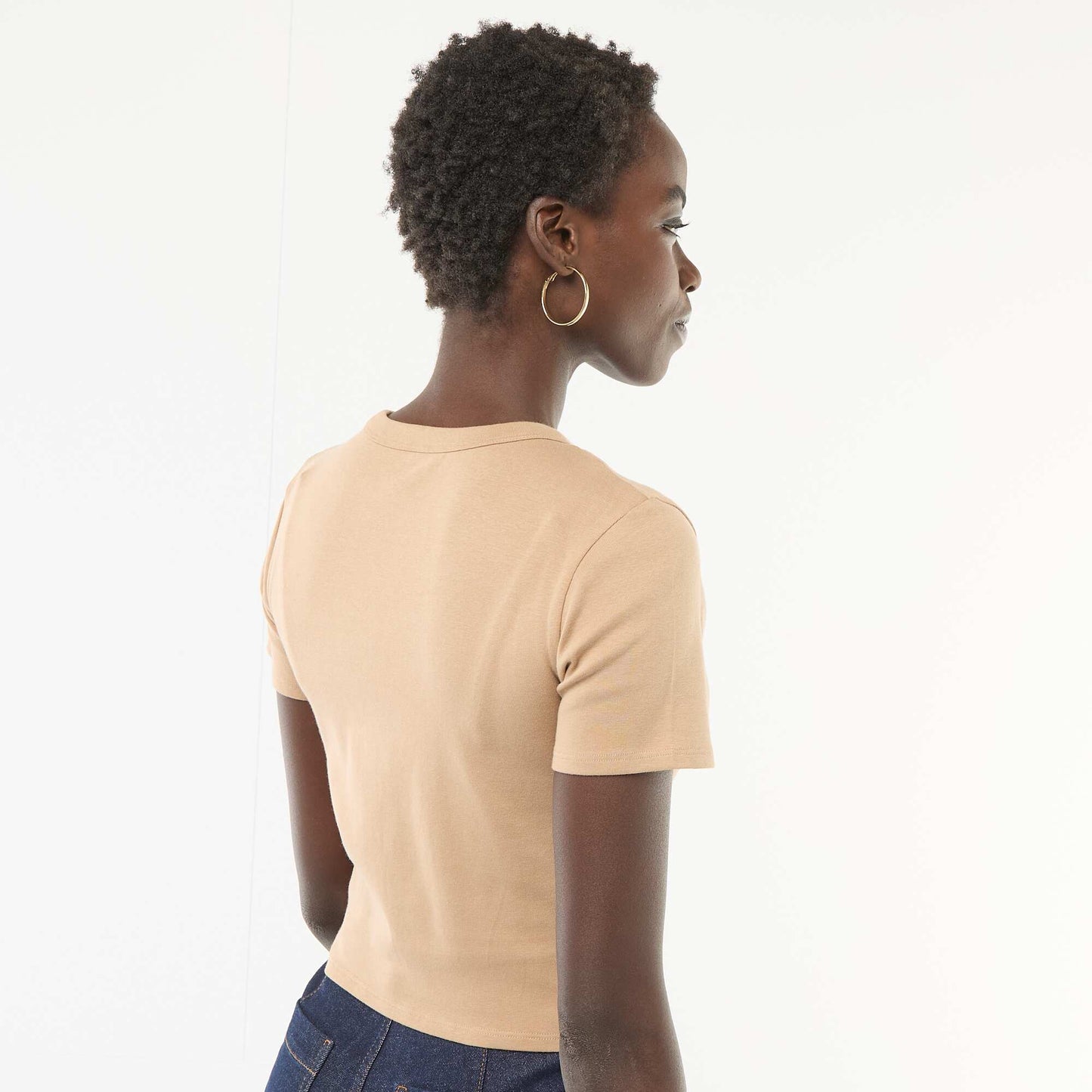 Camiseta crop básica BEIGE
