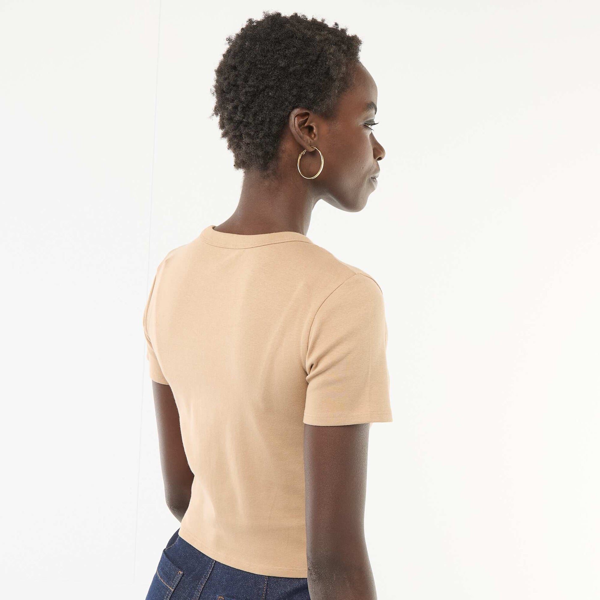 Camiseta crop básica BEIGE