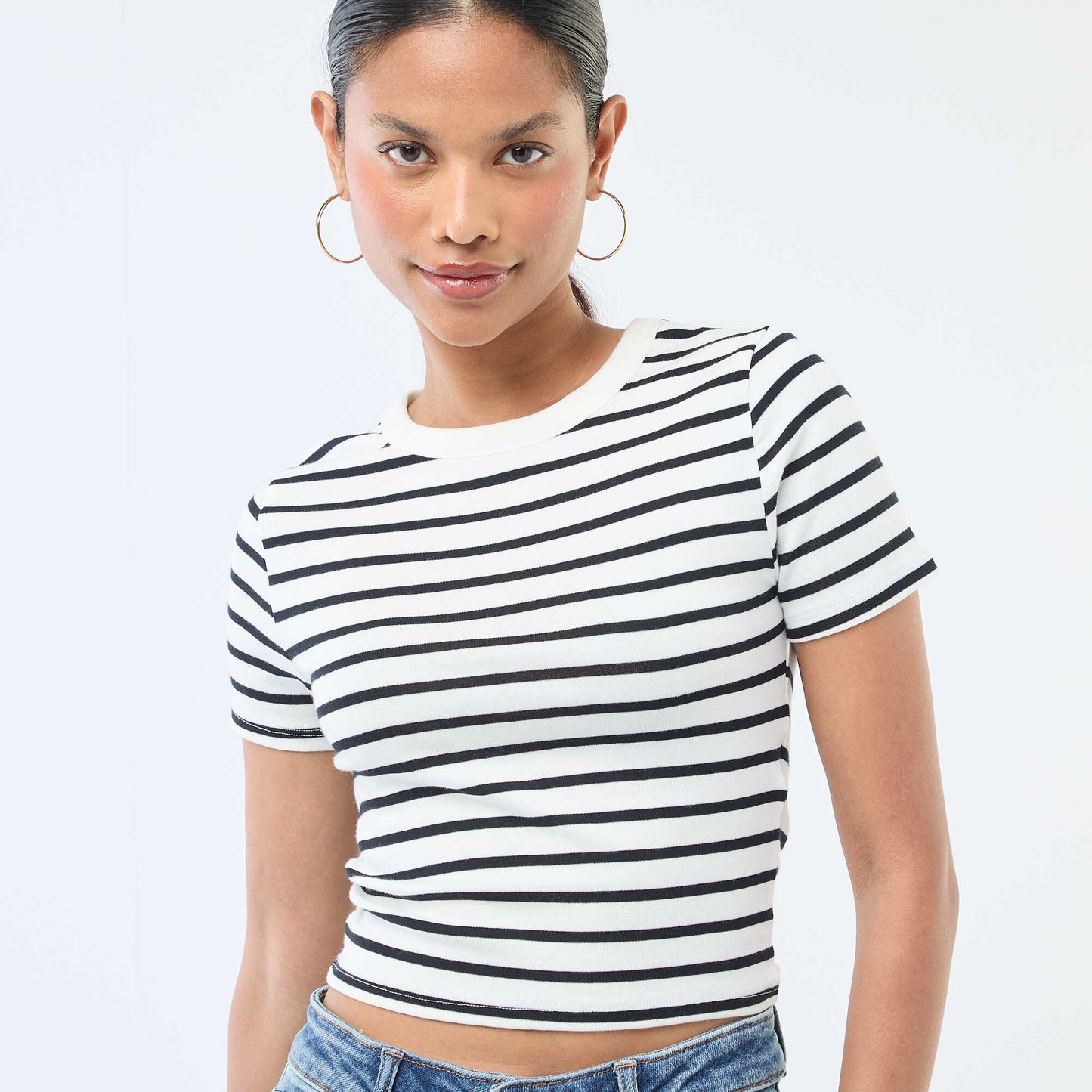 Camiseta estampada de manga corta con diseño BLANCO