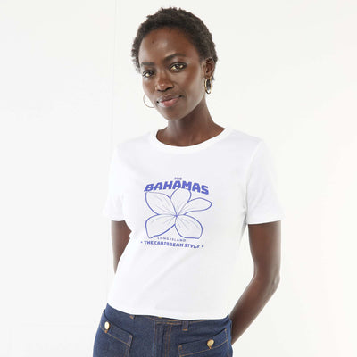 Camiseta estampada de manga corta con diseño BLANCO