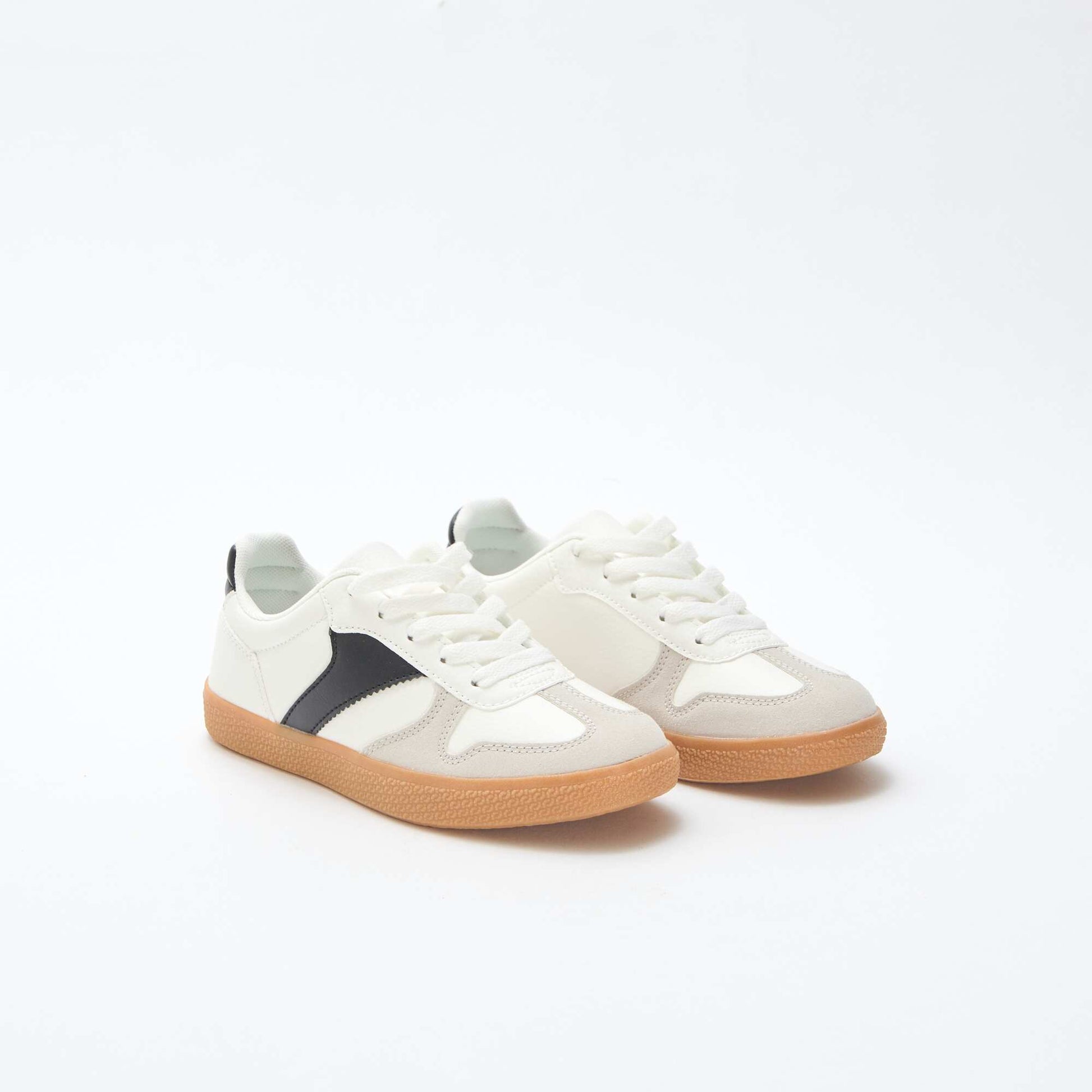 Zapatillas bajas de ante con pieza contrastada BLANCO