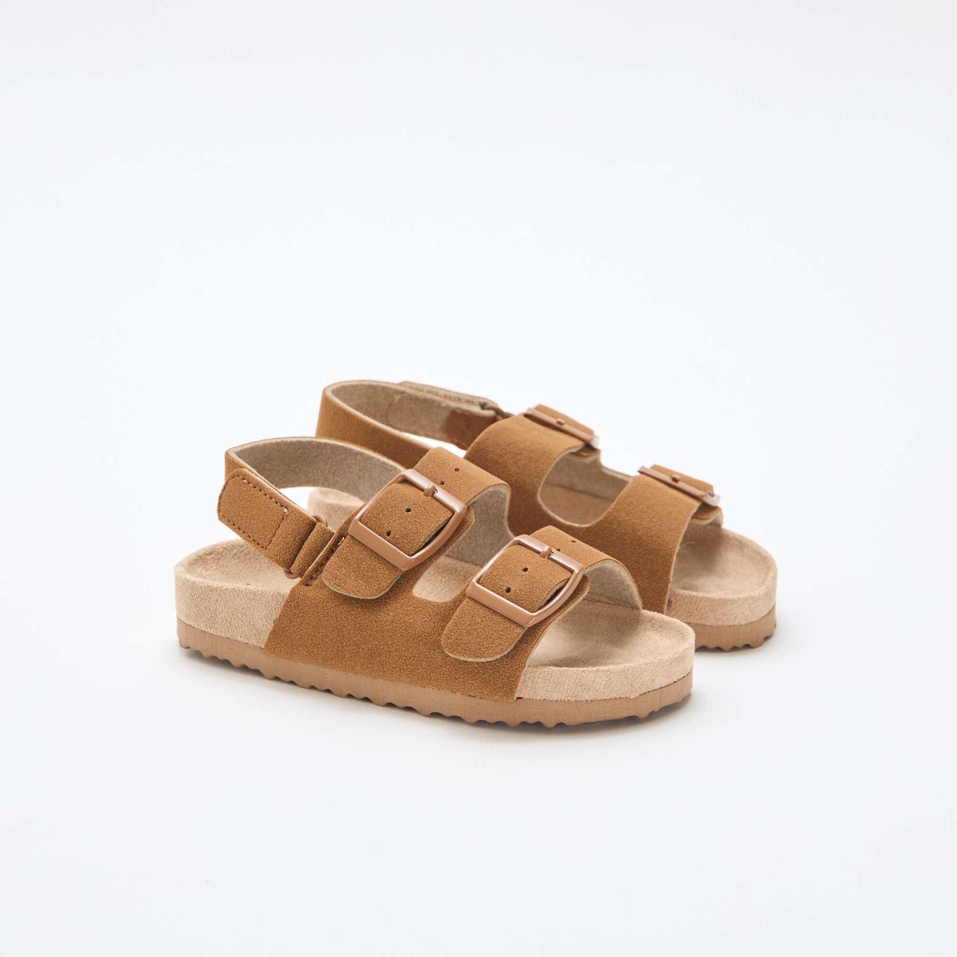 Sandalias planas de antelina MARRON