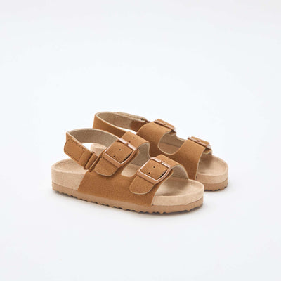 Sandalias planas de antelina MARRON