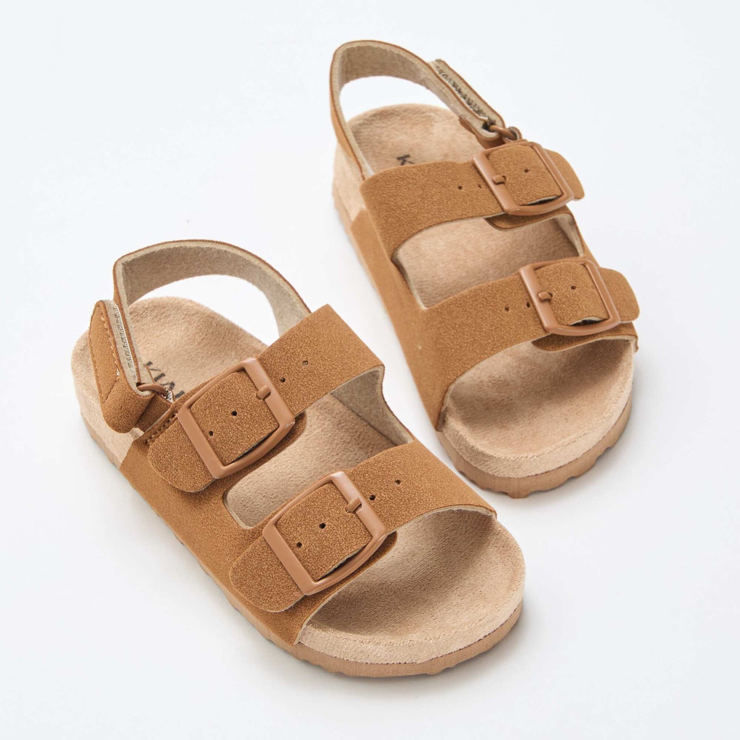 Sandalias planas de antelina MARRON