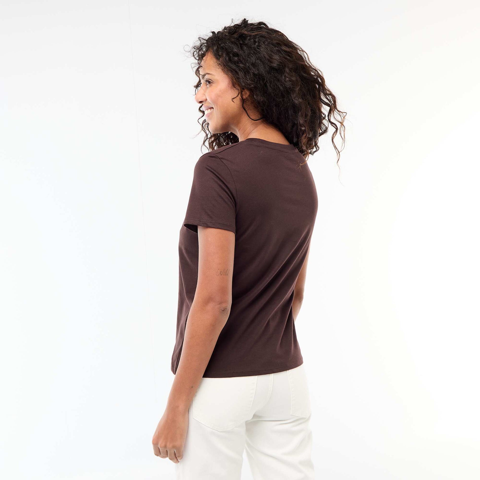 Camiseta de punto de manga corta MARRON