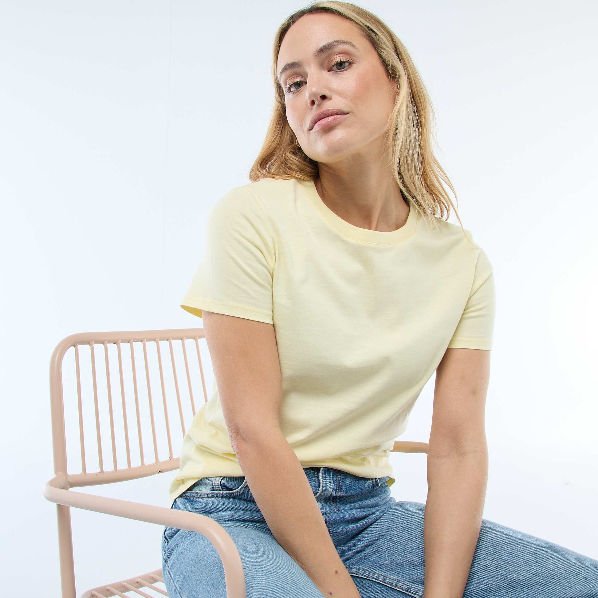 Camiseta de punto de manga corta AMARILLO