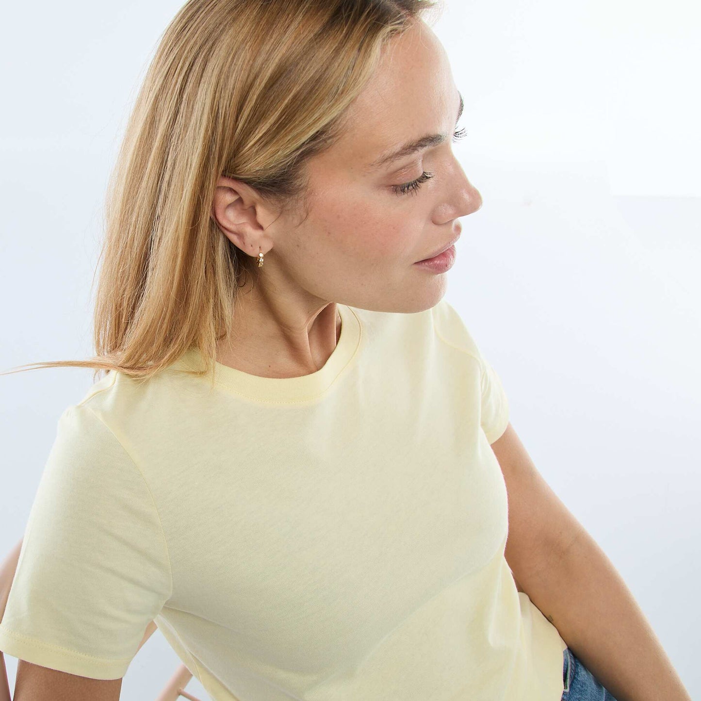 Camiseta de punto de manga corta AMARILLO