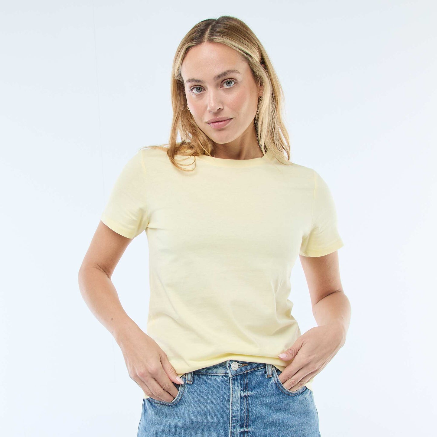 Camiseta de punto de manga corta AMARILLO