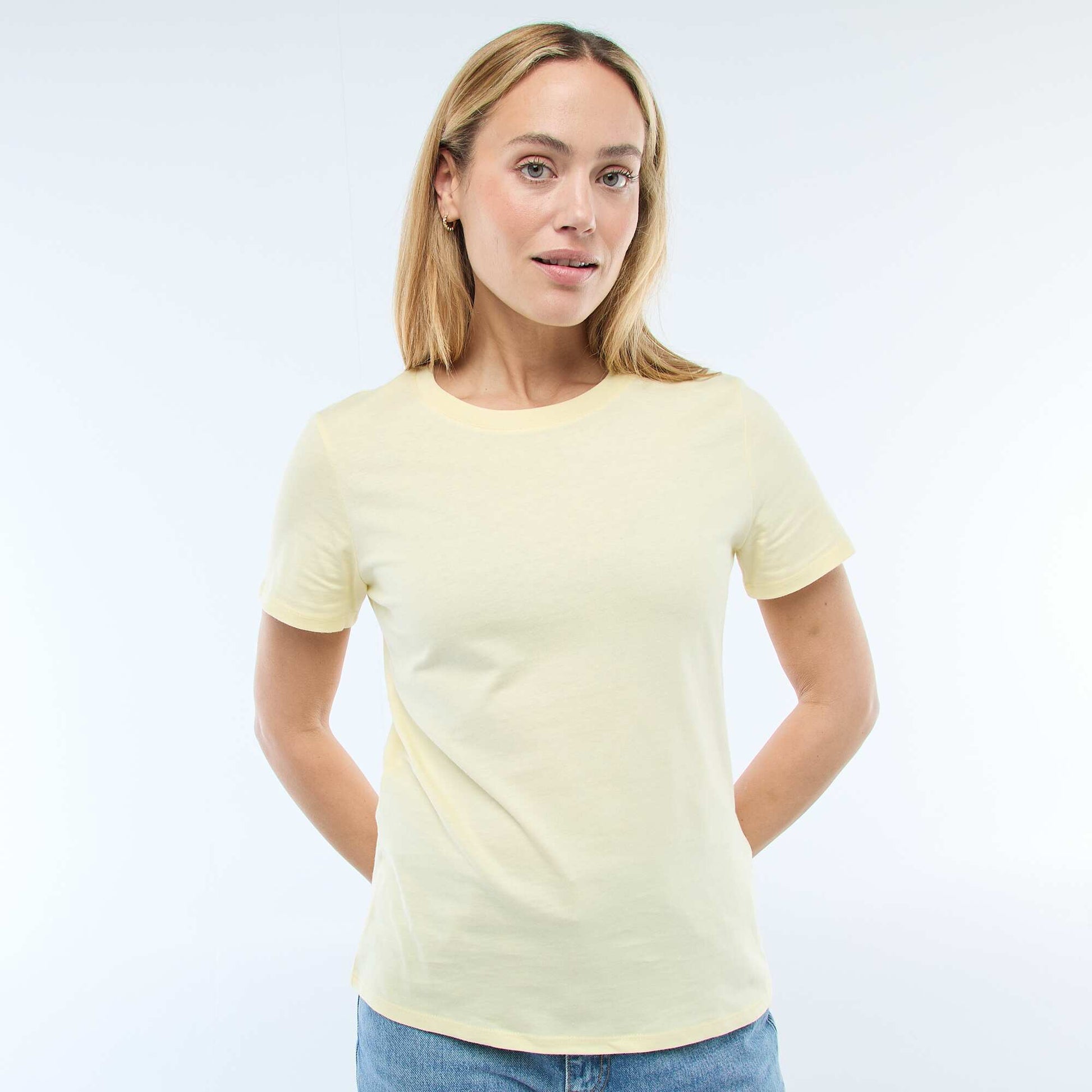 Camiseta de punto de manga corta AMARILLO