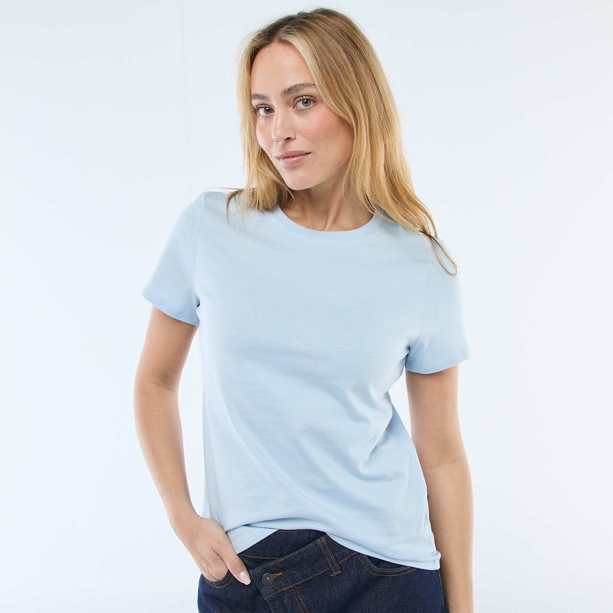 Camiseta de punto de manga corta AZUL