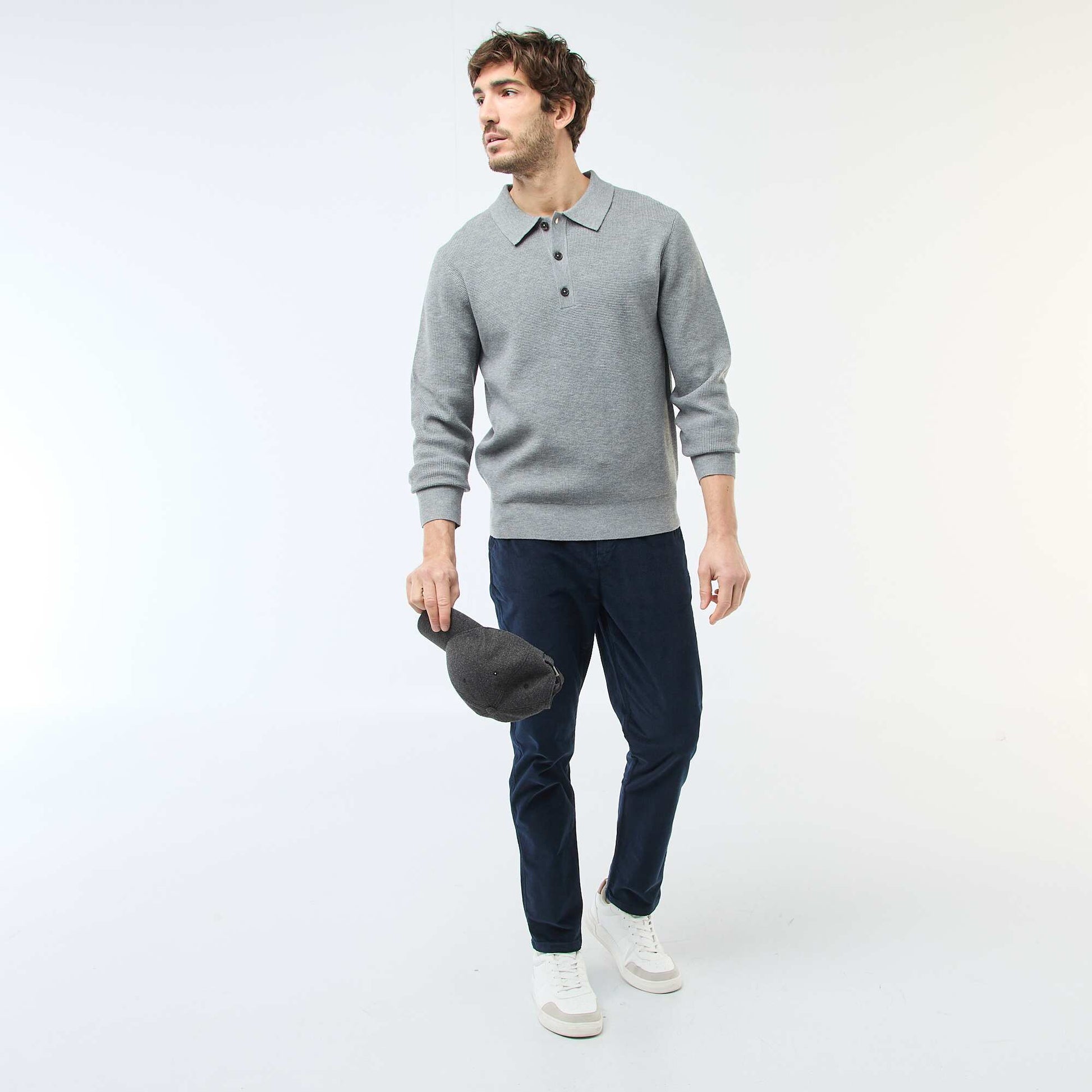 Pantalón chino de pana corte estándar AZUL
