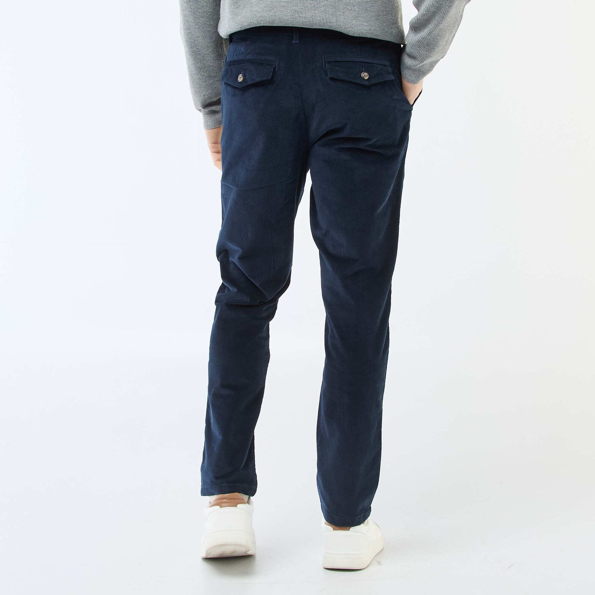 Pantalón chino de pana corte estándar AZUL