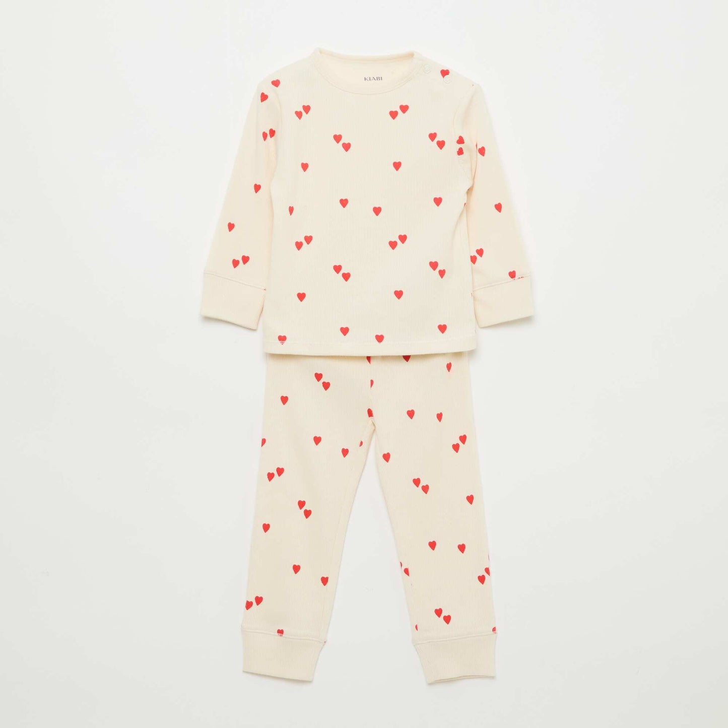 Conjunto de pijama de algodón de canalé - 2 piezas BLANCO