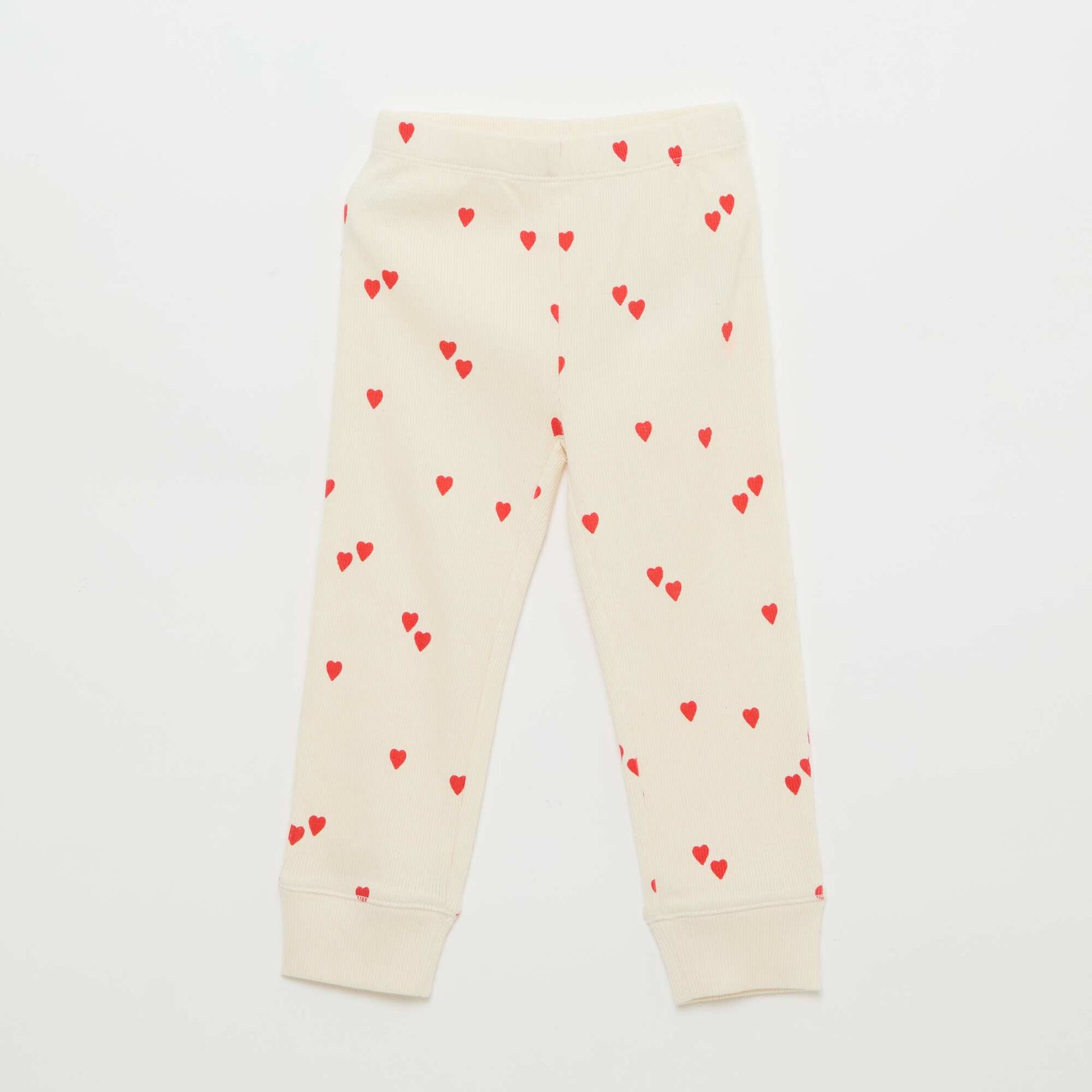 Conjunto de pijama de algodón de canalé - 2 piezas BLANCO