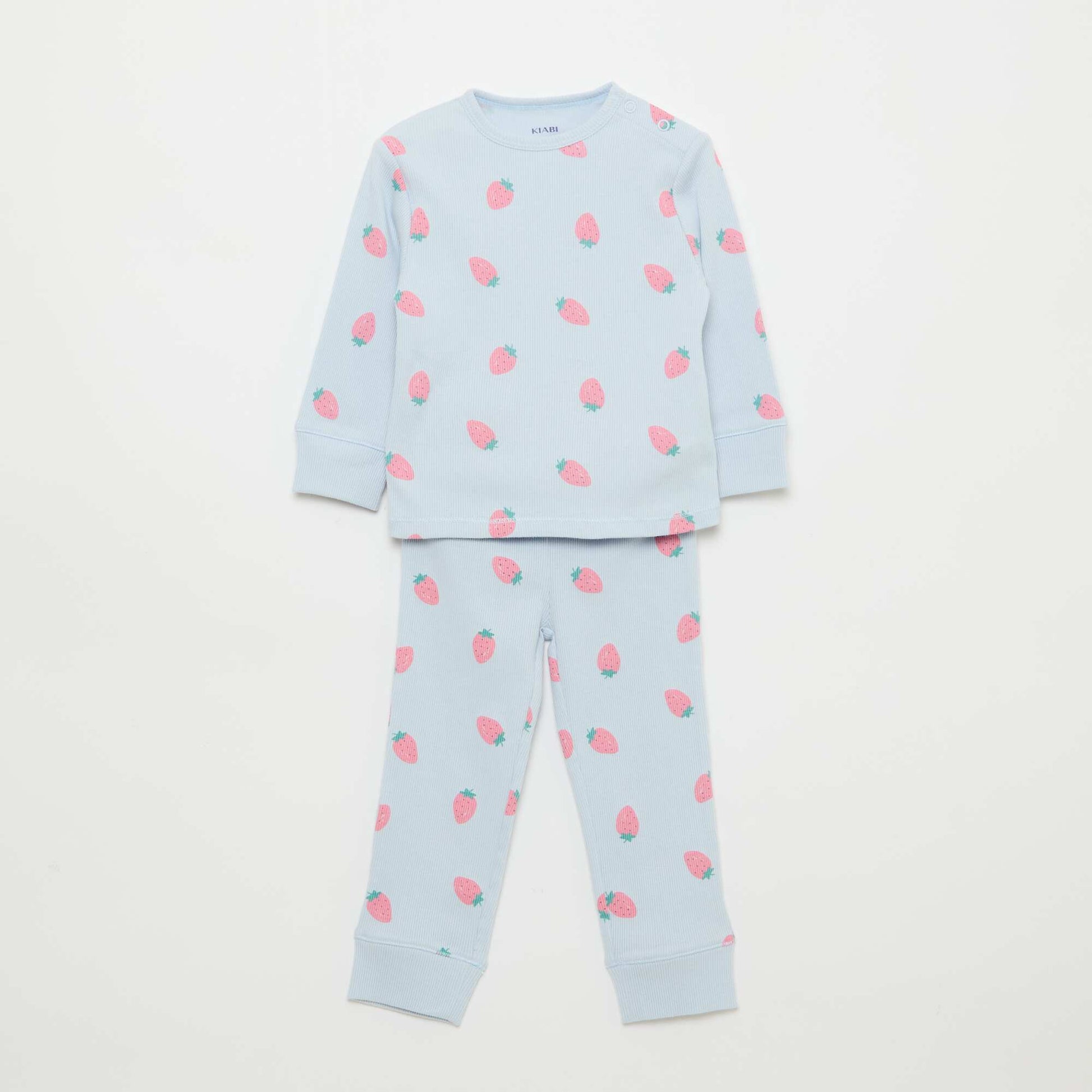Conjunto de pijama de algodón de canalé - 2 piezas AZUL