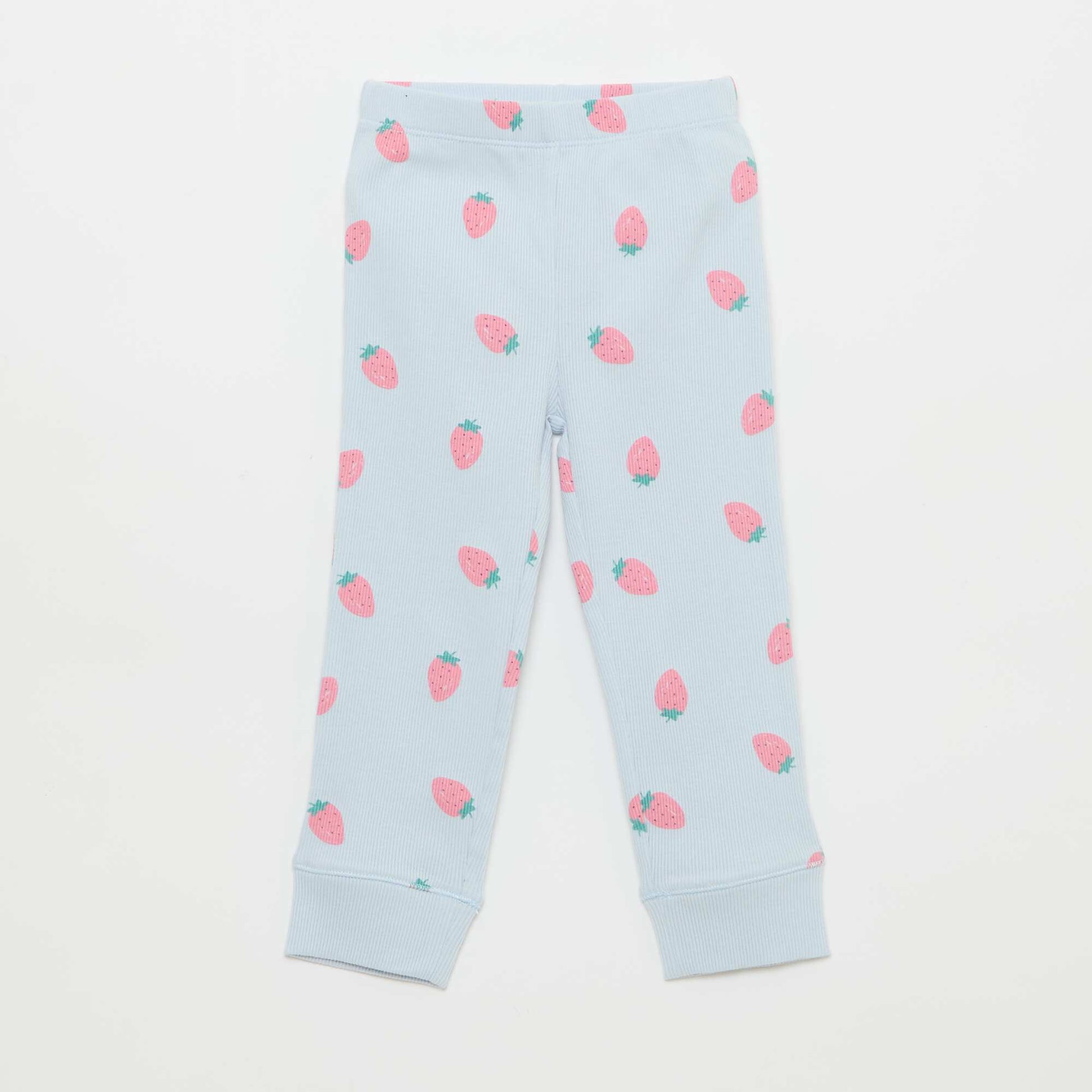 Conjunto de pijama de algodón de canalé - 2 piezas AZUL